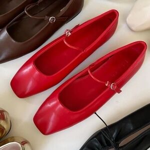 Pêche Judi red Mary Jane flats